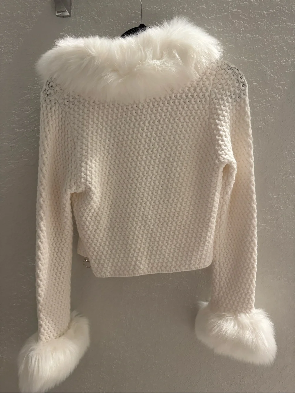 Show Me Your MuMu Pink Brand Tag on Cream Sherpa Fabric Zermatt Zip Up